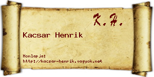 Kacsar Henrik névjegykártya